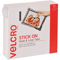 velcro brand® stick-on hook and loop tape 20mm x 5m white