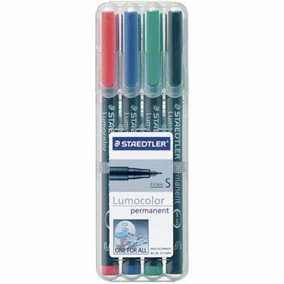 Image for STAEDTLER 313 LUMOCOLOR PERMANENT MARKER BULLET SUPERFINE 0.4MM ASSORTED WALLET 4 from MOE Office Products Depot Mackay & Whitsundays