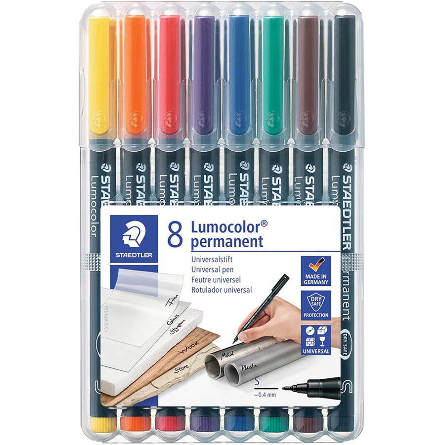 Image for STAEDTLER 313 LUMOCOLOR PERMANENT MARKER BULLET SUPERFINE 0.4MM ASSORTED WALLET 8 from MOE Office Products Depot Mackay & Whitsundays