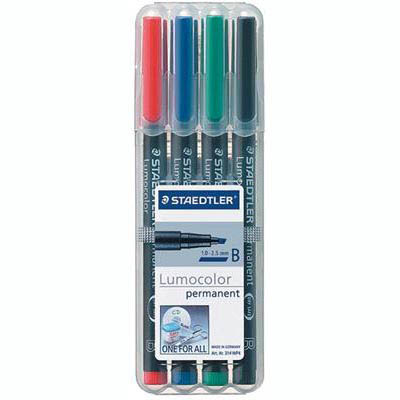 Image for STAEDTLER 314 LUMOCOLOR PERMANENT MARKER CHISEL 2.5MM ASSORTED WALLET 4 from MOE Office Products Depot Mackay & Whitsundays