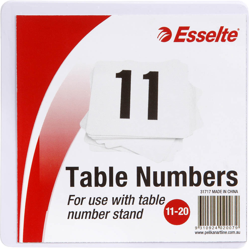 Image for ESSELTE TABLE NUMBERS 11-20 100MM WHITE PACK 10 from Office Products Depot Gold Coast