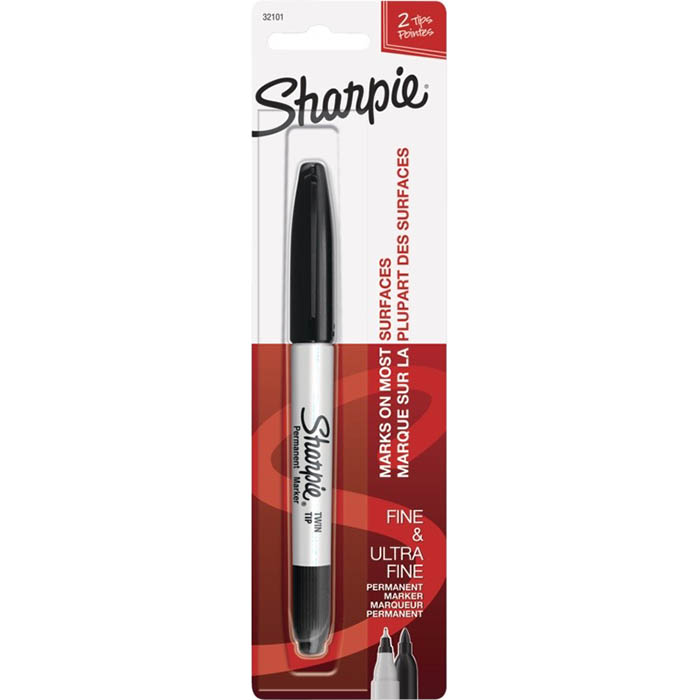 Image for SHARPIE DUAL NIB PERMANENT MARKER BULLET 1.0/0.3MM BLACK HANGSELL from Ross Office Supplies Office Products Depot