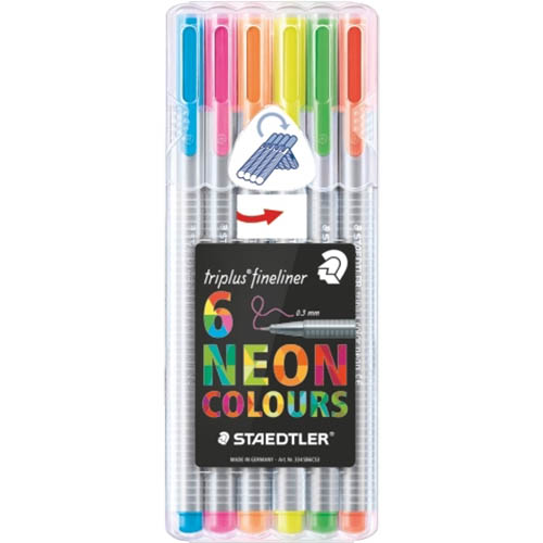 Image for STAEDTLER TRIPLUS 334 FINELINER SUPERFINE PENS 0.3MM ASSORTED NEON WALLET 6 from Office Products Depot Gold Coast