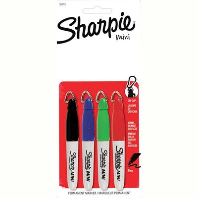 Image for SHARPIE MINI PERMANENT MARKER BULLET FINE 1.0MM BUSINESS ASSORTED PACK 4 from Ross Office Supplies Office Products Depot
