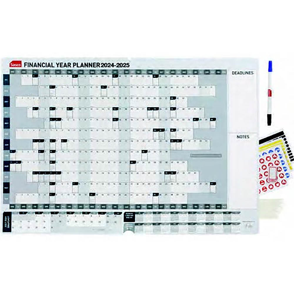 Image for SASCO 2024-2025 FINANCIAL YEAR PLANNER 870 X 610MM WHITE from OFFICEPLANET OFFICE PRODUCTS DEPOT