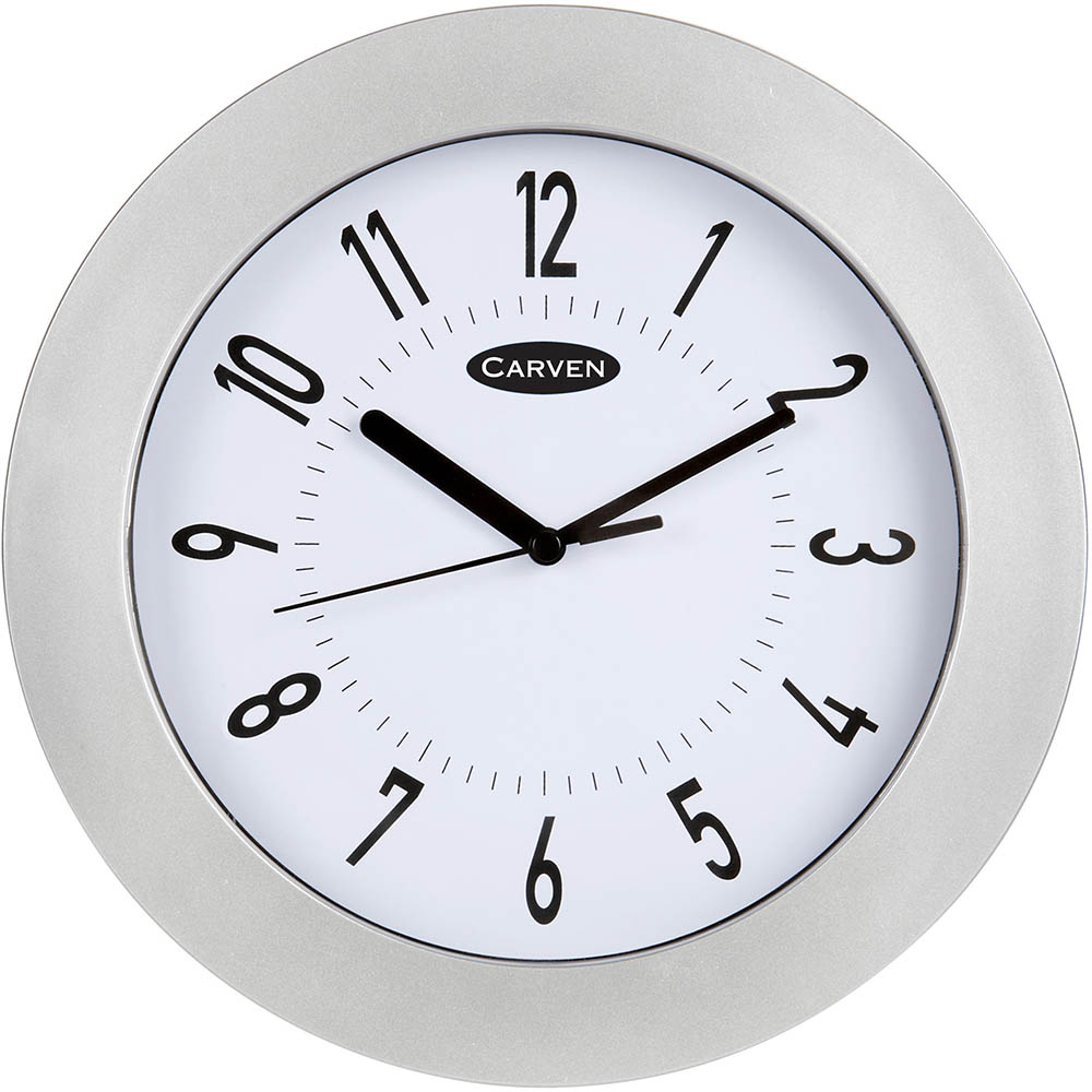 Image for JASTEK WALL CLOCK 250MM SILVER from MOE Office Products Depot Mackay & Whitsundays