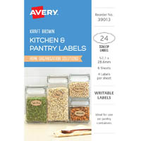 avery 39013 labels multi use removable oval 57.1 x 28.6mm kraft brown with black border pack 24