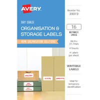 avery 39019 labels erase dry removable 88.9 x 31.7mm white with green details pack 16