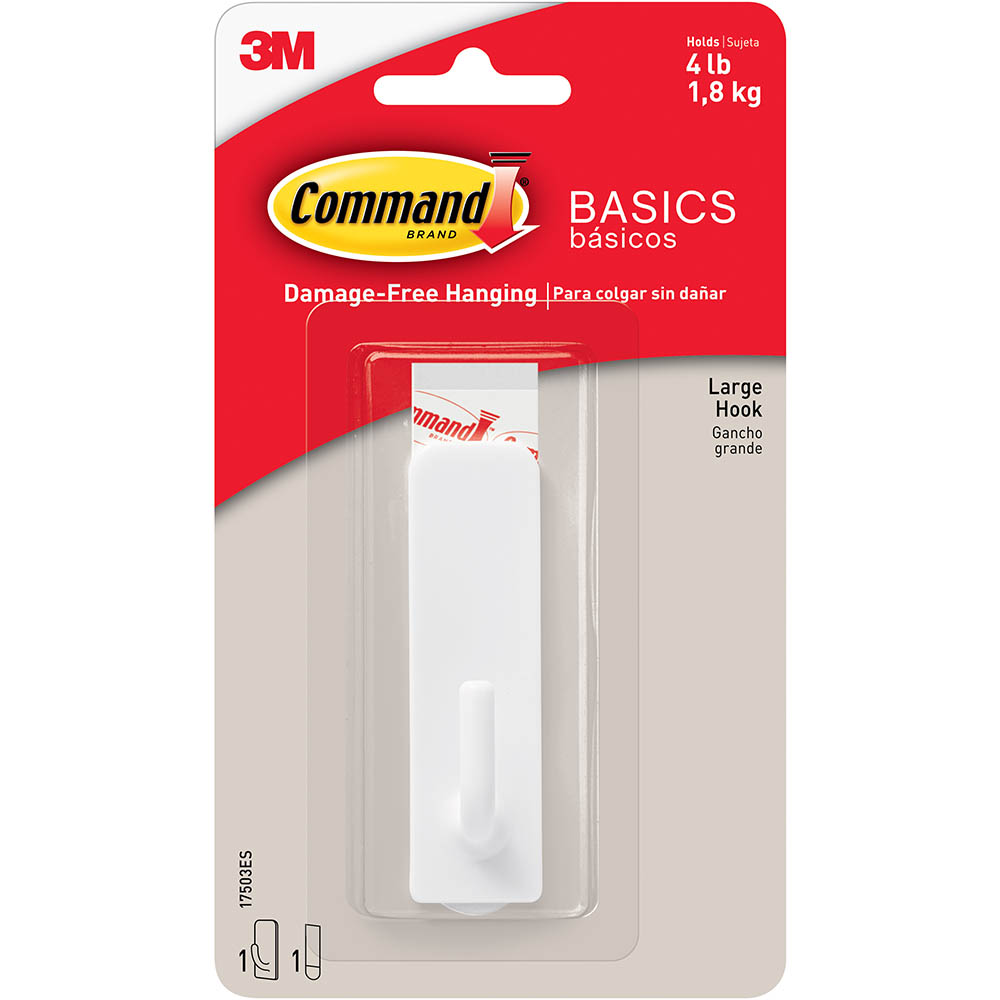 Image for COMMAND LARGE HOOK AND TWO ADHESIVE STRIPS WHITE from Office Products Depot Gold Coast