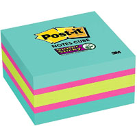 post-it 2027-ssafg super sticky memo cube 76 x 76mm assorted colours