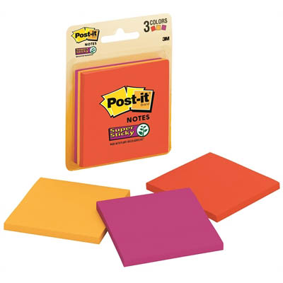 Image for POST-IT 3321-SSAN SUPER STICKY NOTES 76 X 76MM SUPERNOVA NEONS PACK 3 from Tristate Office Products Depot