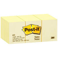 post-it 653 mini notes 36 x 48mm canary yellow pack 12