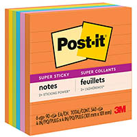 post-it 675-6ssuc super sticky lined notes 98 x 98mm energy boost pack 6