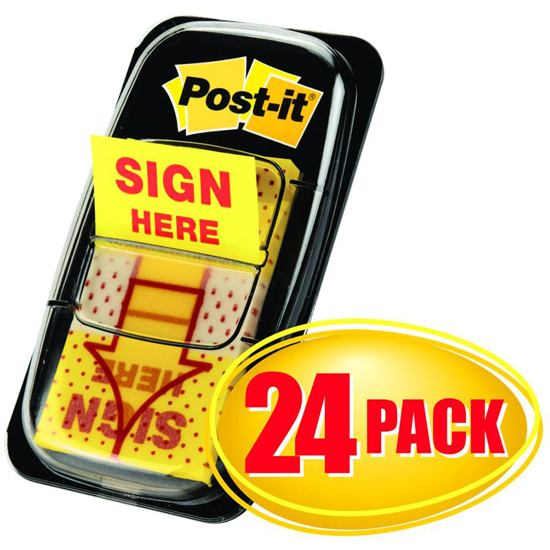 Image for POST-IT 680-9-24CP SIGN HERE FLAGS CABINET PACK 24 from Ross Office Supplies Office Products Depot