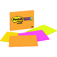 post-it 6845-sspl super sticky lined notes 149 x 200mm rio de janeiro pack 4