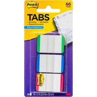 post-it 686l-gbr durable filing tabs lined 38mm green/blue/red pack 66