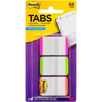 Image for POST-IT 686L-PGO DURABLE FILING TABS LINED 38MM GREEN/ORANGE/PINK PACK 66 from Office Products Depot