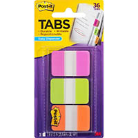 post-it 686-rybt durable filing tabs solid 38mm red/blue/yellow pack 36