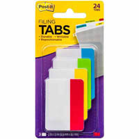 post-it 686-alyr durable filing tabs solid 50mm assorted pack 24
