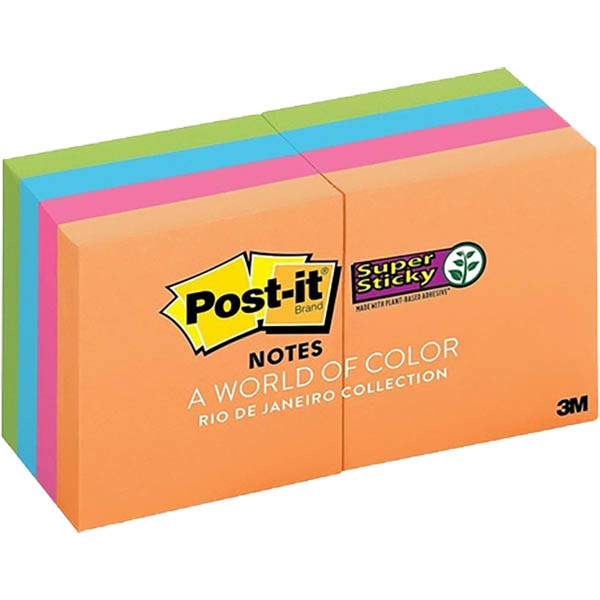 Image for POST-IT 622-8SSAU SUPER STICKY MINI NOTES 50 X 50MM RIO DE JANEIRO 8 PADS from Office Products Depot Gold Coast