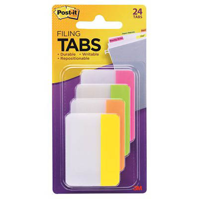 Image for POST-IT 686-PLOY DURABLE FILING TABS SOLID 50MM BRIGHT ASSORTED PACK 24 from MOE Office Products Depot Mackay & Whitsundays