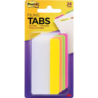 post-it 686-ploy3in durable filing tabs solid 75mm bright assorted pack 24