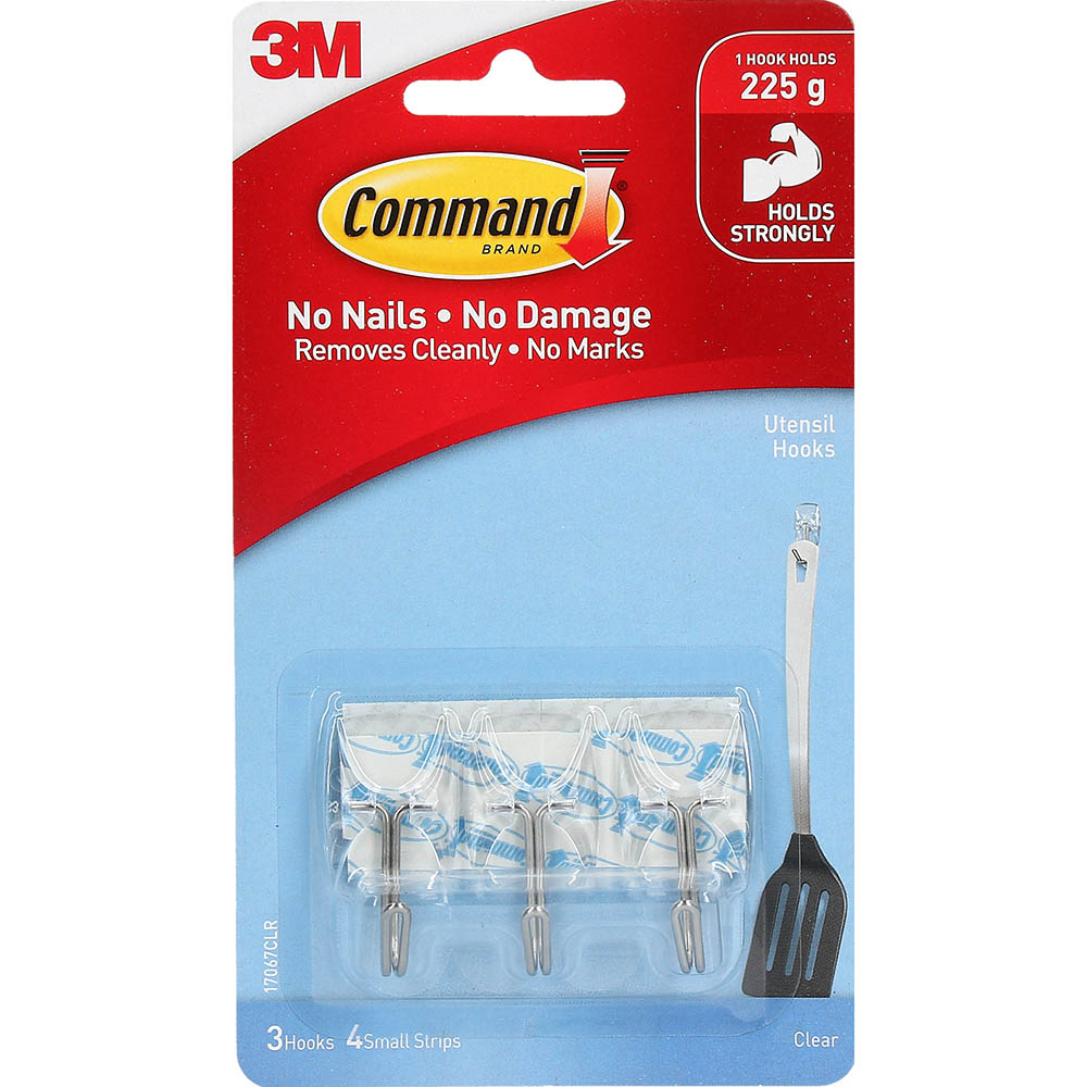 Image for COMMAND ADHESIVE WIRE HOOKS SMALL HOOKS WITH CLEAR STRIPS from MOE Office Products Depot Mackay & Whitsundays