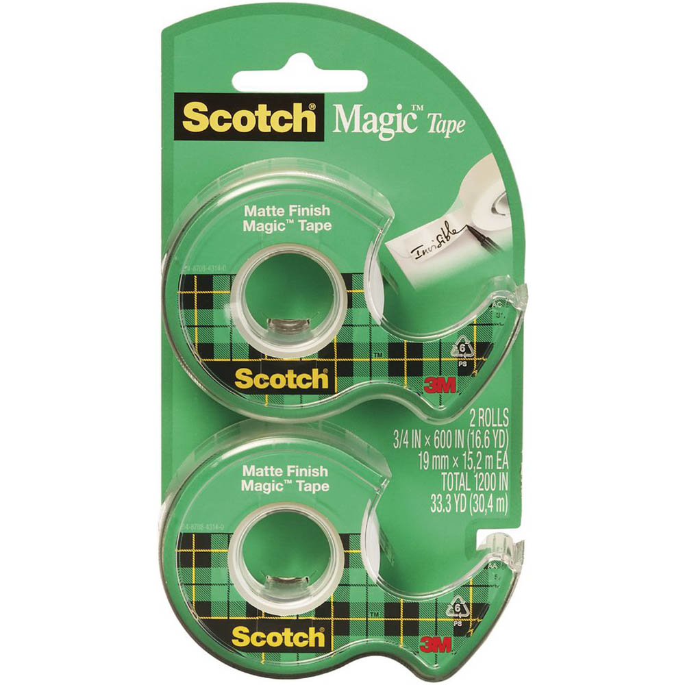 Image for SCOTCH 810 MAGIC TAPE ON DISPENSER 19MM X 16M PACK 2 from Total Supplies Pty Ltd