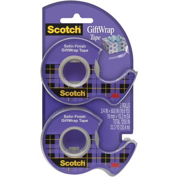 Image for SCOTCH GIFTWRAP TAPE ON DISPENSER 19MM X 16.5M PACK 2 from MOE Office Products Depot Mackay & Whitsundays