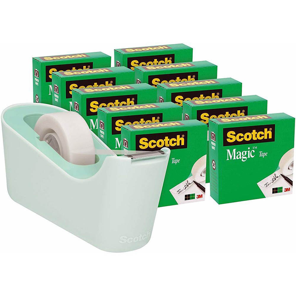 Image for SCOTCH C18 DESKTOP TAPE DISPENSER MINT PLUS 10 ROLLS OF 810 MAGIC TAPE from Australian Stationery Supplies Office Products Dep
