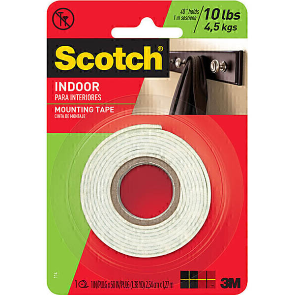 Image for SCOTCH 114 DOUBLE-SIDED MOUNTING TAPE 25.4MM X 1.27M WHITE from Barkers Rubber Stamps & Office Products Depot