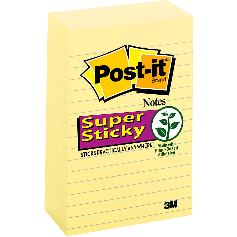 Image for POST-IT 660-5SSCY SUPER STICKY LINED NOTES 101 X 152MM CANARY YELLOW PACK 5 from Office Products Depot