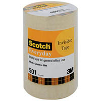 scotch 501 everyday invisible tape 24mm x 66m bulk pack 6