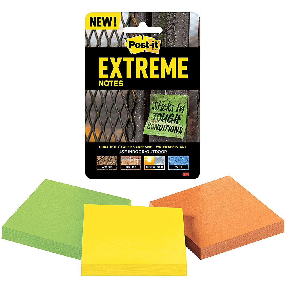 Image for POST-IT EXTRM33-3TRYMX EXTREME NOTES 76 X 76MM ORANGE/GREEN/YELLOW PACK 3 from Office Products Depot Gold Coast