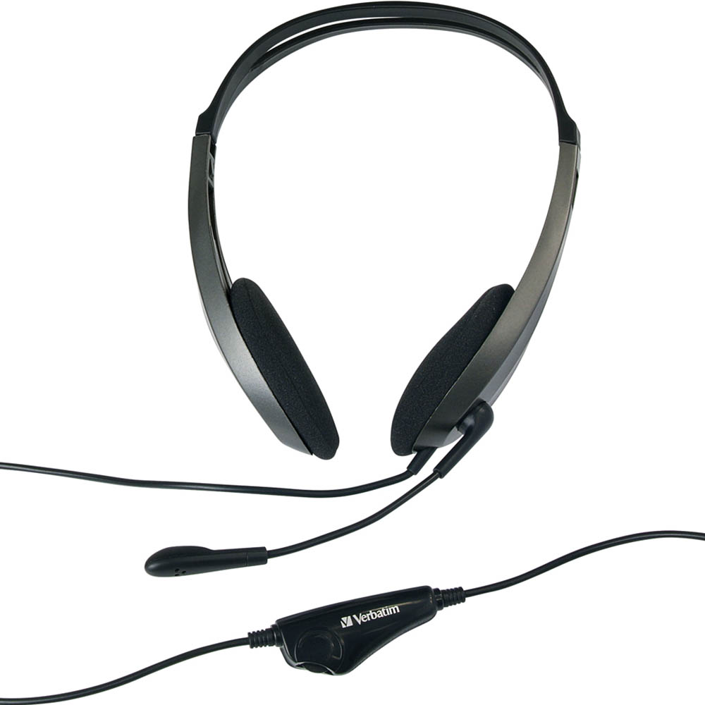 Image for VERBATIM MULTIMEDIA HEADSET WITH MICROPHONE BLACK/SILVER from OFFICEPLANET OFFICE PRODUCTS DEPOT
