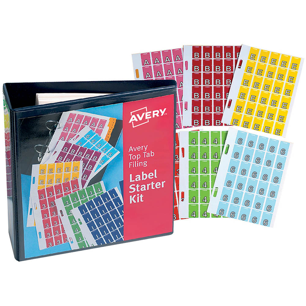 Image for AVERY 43300 LATERAL FILE LABEL STARTER KIT TOP TAB 20 X 30MM ASSORTED PACK 120 from MOE Office Products Depot Mackay & Whitsundays