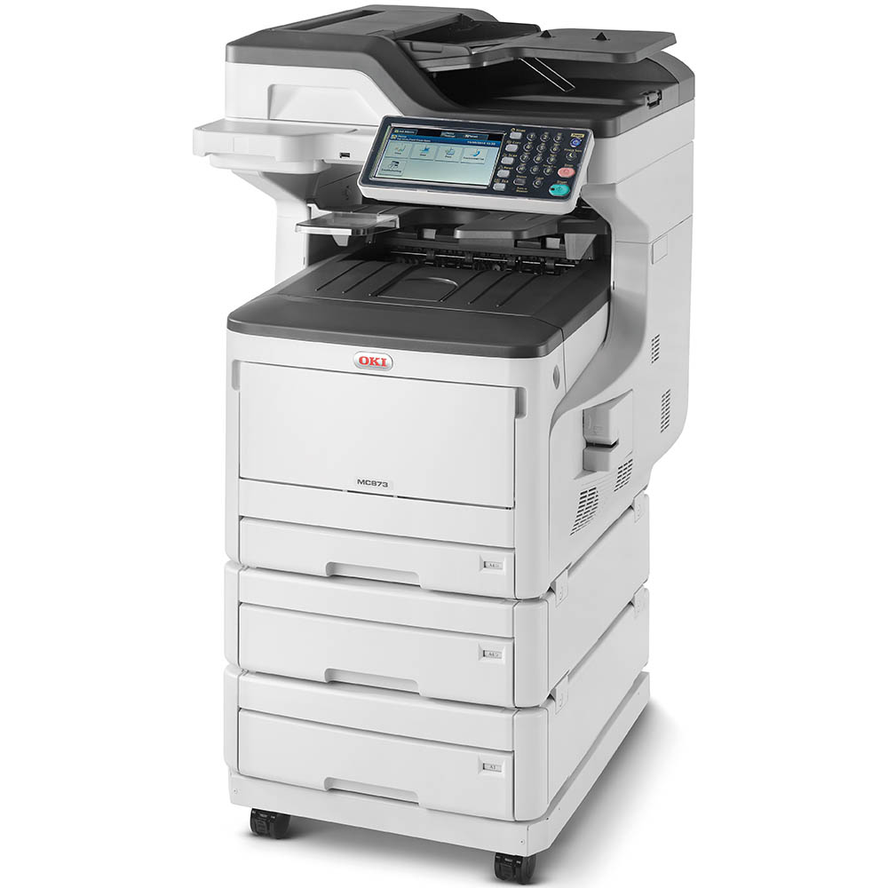 Image for OKI MC873DNX MULTIFUNCTION COLOUR LASER PRINTER DUPLEX, NETWORKED, 2ND/3RD PAPER TRAYS, CASTER BASE A3 from MOE Office Products Depot Mackay & Whitsundays