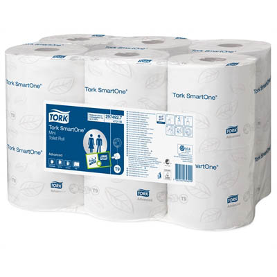 Image for TORK 472193 T9 SMARTONE MINI TOILET ROLL 2-PLY 111.6M WHITE CARTON 12 from Total Supplies Pty Ltd