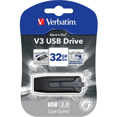Image for VERBATIM STORE-N-GO V3 USB DRIVE 32GB GREY from MOE Office Products Depot Mackay & Whitsundays