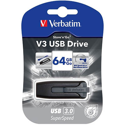 Image for VERBATIM STORE-N-GO V3 USB DRIVE 64GB GREY from Total Supplies Pty Ltd