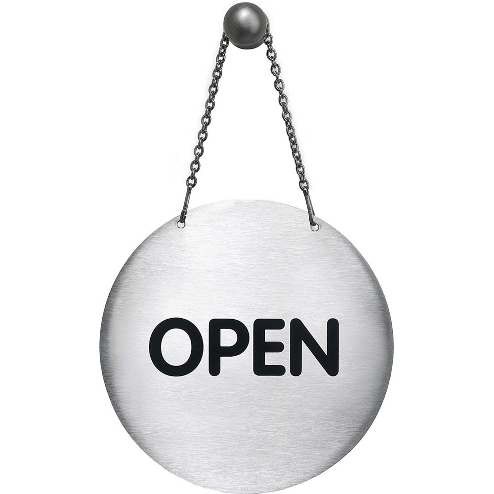 Image for DURABLE PICTOGRAM SIGN OPEN/CLOSED WITH CHAIN 130MM STAINLESS STEEL from OFFICEPLANET OFFICE PRODUCTS DEPOT