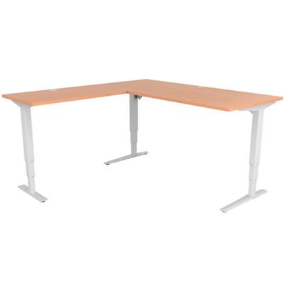 Image for CONSET 501-43 ELECTRIC HEIGHT ADJUSTABLE L-SHAPED DESK 1800 X 800MM / 1800 X 600MM BEECH/WHITE from Barkers Rubber Stamps & Office Products Depot