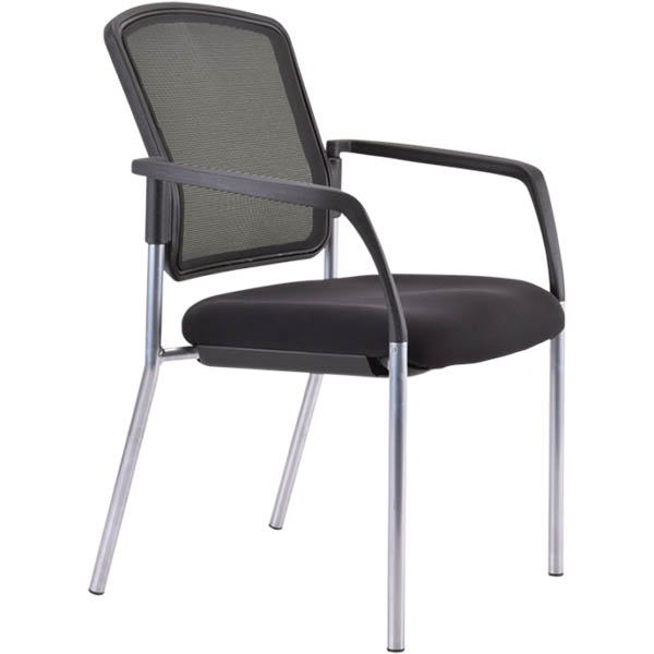 Image for BURO LINDIS VISITOR CHAIR 4-LEG BASE MESH BACK ELASTIC III FABRIC ARMS BLACK from MOE Office Products Depot Mackay & Whitsundays
