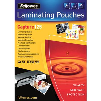 Image for FELLOWES CAPTURE LAMINATING POUCH GLOSS 125 MICRON A2 CLEAR PACK 50 from Office Products Depot Gold Coast