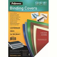 fellowes binding cover leathergrain 230gsm a4 white pack 100