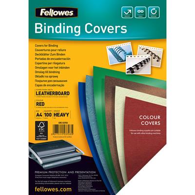 Image for FELLOWES BINDING COVER LEATHERGRAIN 230GSM A4 RED PACK 100 from Ross Office Supplies Office Products Depot