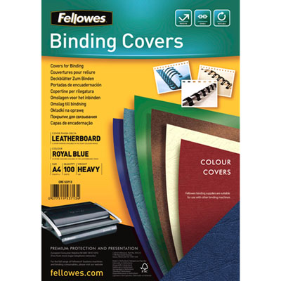 Image for FELLOWES BINDING COVER LEATHERGRAIN 230GSM A4 ROYAL BLUE PACK 100 from Ross Office Supplies Office Products Depot