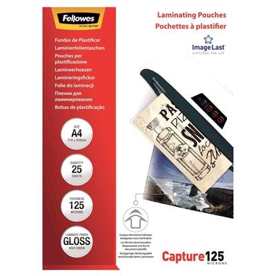 Image for FELLOWES IMAGELAST LAMINATING POUCH GLOSS 125 MICRON A4 CLEAR PACK 25 from MOE Office Products Depot Mackay & Whitsundays