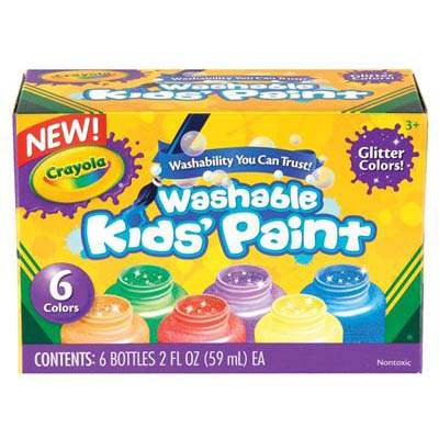 Image for CRAYOLA WASHABLE KIDS PAINTS 59ML GLITTER ASSORTED PACK 6 from Ross Office Supplies Office Products Depot