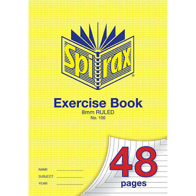 Image for SPIRAX 100 EXERCISE BOOK 8MM RULED 70GSM A4 48 PAGE from Ross Office Supplies Office Products Depot